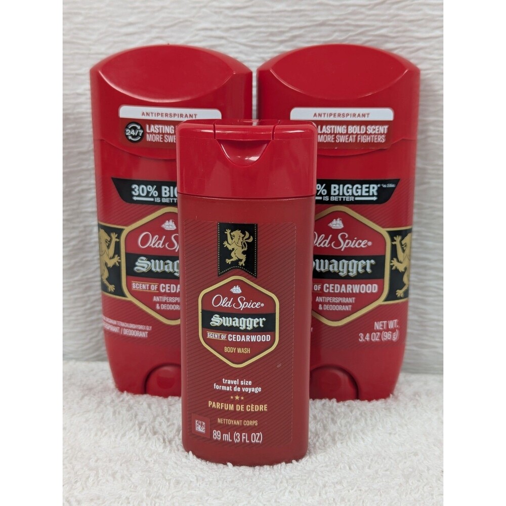 Old Spice - Swagger - Scent of Cedarwood Deodorant + Body Wash - 3.4 oz - 3 Pack